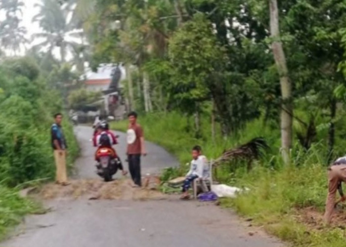 Longsor Putus Akses Jalan Rantau Nipis–Mekakau Ilir, Warga Lakukan Penanganan Darurat