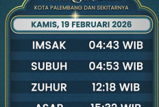 Jadwal Imsak, Salat, dan Buka Puasa di Sumsel Hari Ini, 19 Februari 2026