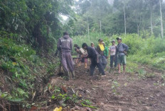 Warga Bandar Alam Lama Gotong Royong Perbaiki Jalan Desa